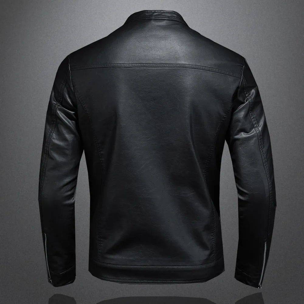 Jaqueta De Couro Masculino Casual Motoqueiro