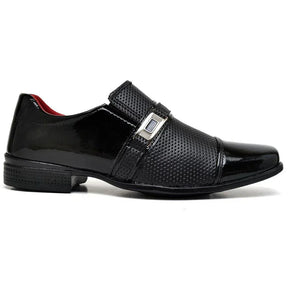 Sapato Social Masculino Preto Verniz de Fivela Elegante